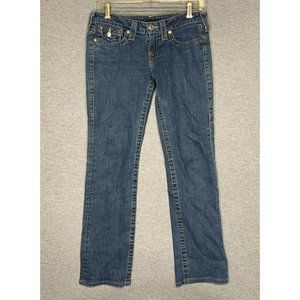 True Religion Billy Womens Size 28 Dark Wash Low Rise Straight Leg USA